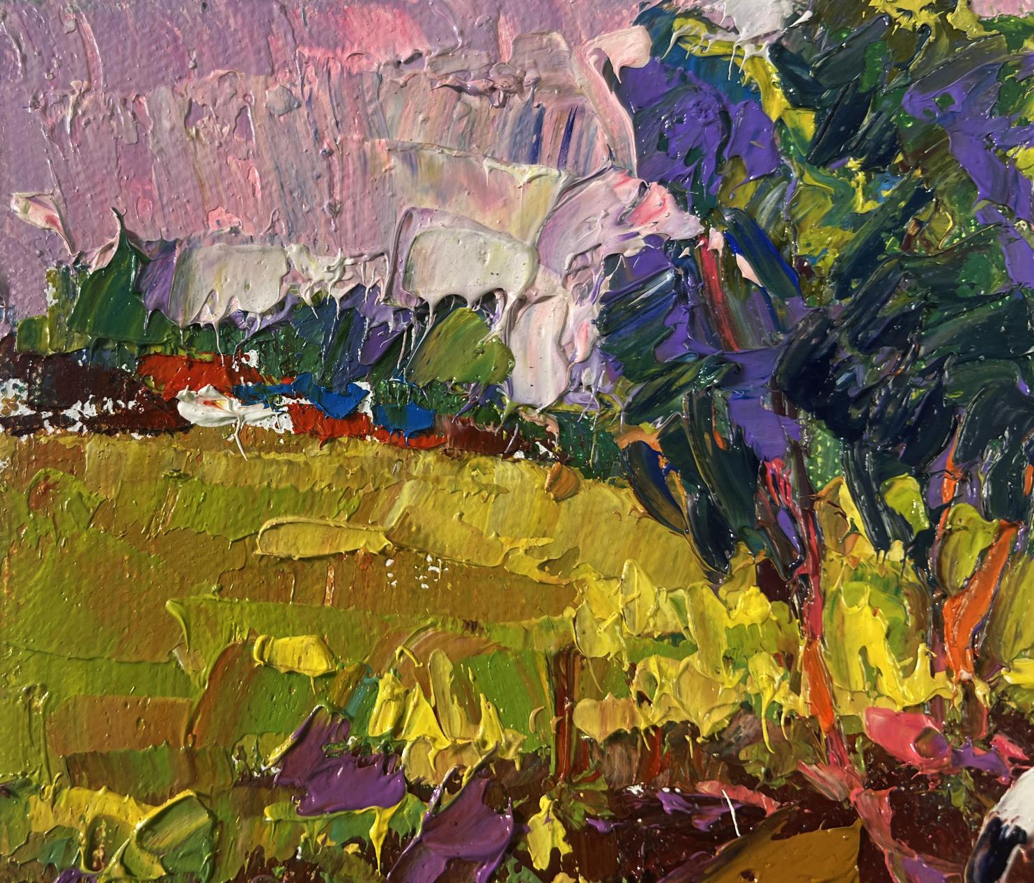 Vibrant impressionist oil painting The sun sets and speaks of peace by Oksana Ivanyuk