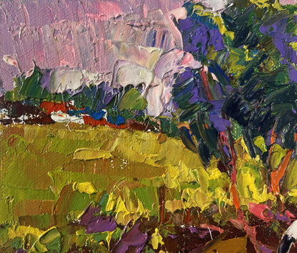 Vibrant impressionist oil painting The sun sets and speaks of peace by Oksana Ivanyuk