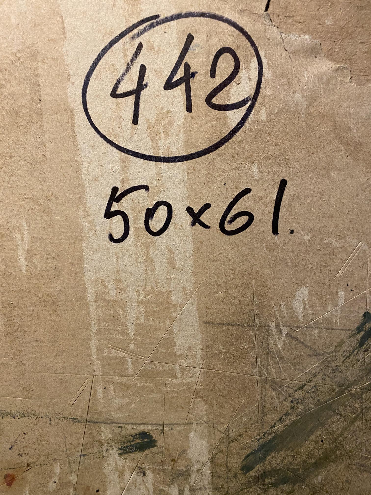 Back of Oil painting On the shore Osipov Alexander with 442 and 50x61 markings
