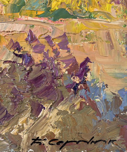 Vibrant impressionist oil painting August summer day by Boris Serdyuk