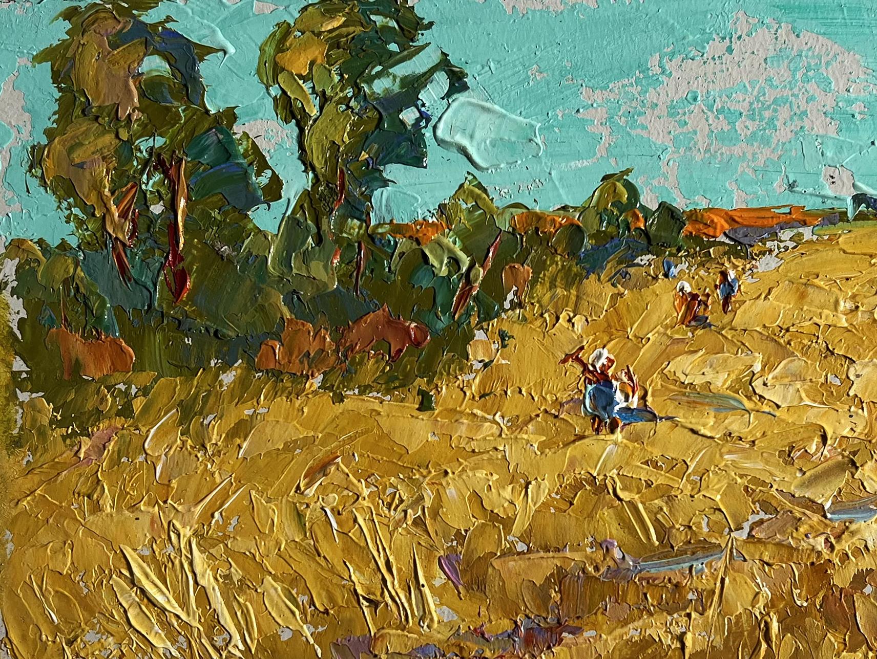 Oil painting Sunny day in the field by Oleksiy Ivanyuk, golden textured field