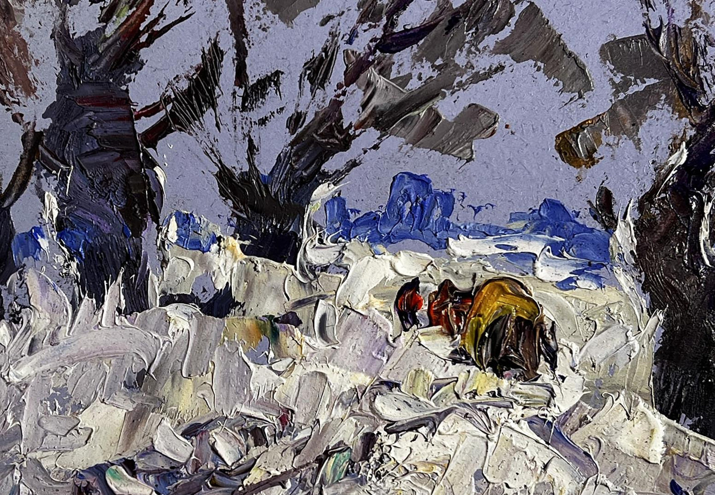 Oil painting Winter snowy road by Oleksiy Ivanyuk snowy landscape