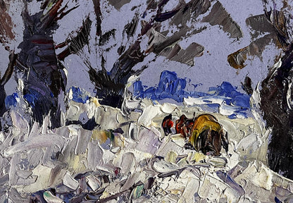 Oil painting Winter snowy road by Oleksiy Ivanyuk snowy landscape