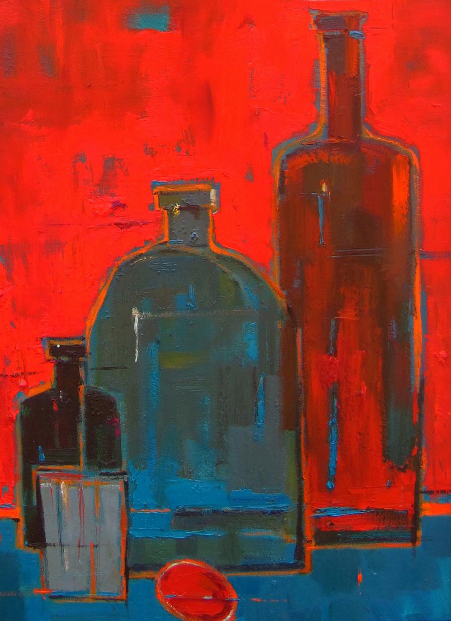 Oil painting Still life in the red room by Natalia Korf-Ivaniuk