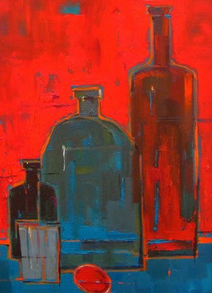 Oil painting Still life in the red room by Natalia Korf-Ivaniuk