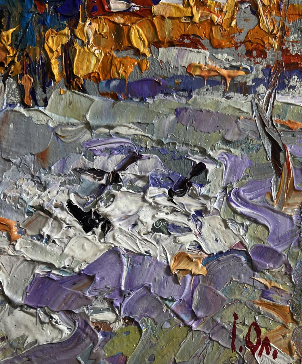 Oil painting Quiet winter evening by Oleksiy Ivanyuk impasto abstract
