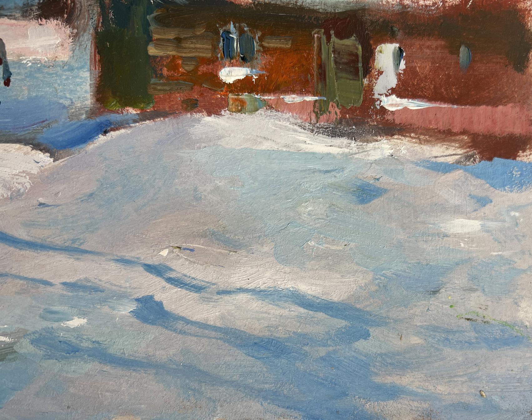 Oil painting Clearing snow from the yard by Yuriy Suprunchuk
