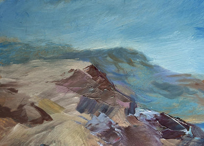 Textured oil painting of sea waves beating against rugged coastal rocks by Yuriy Suprunchuk