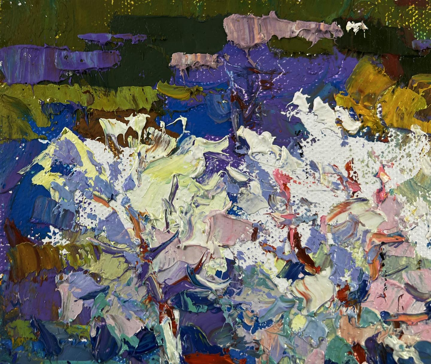 Vibrant oil painting Nature in spring colors by Oksana Ivanyuk