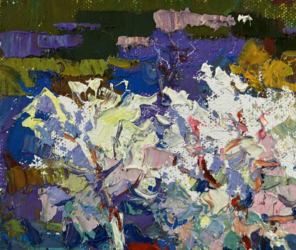 Vibrant oil painting Nature in spring colors by Oksana Ivanyuk