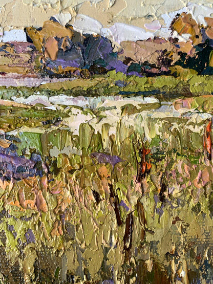 Oil painting River flood by Oksana Ivanyuk with impasto landscape