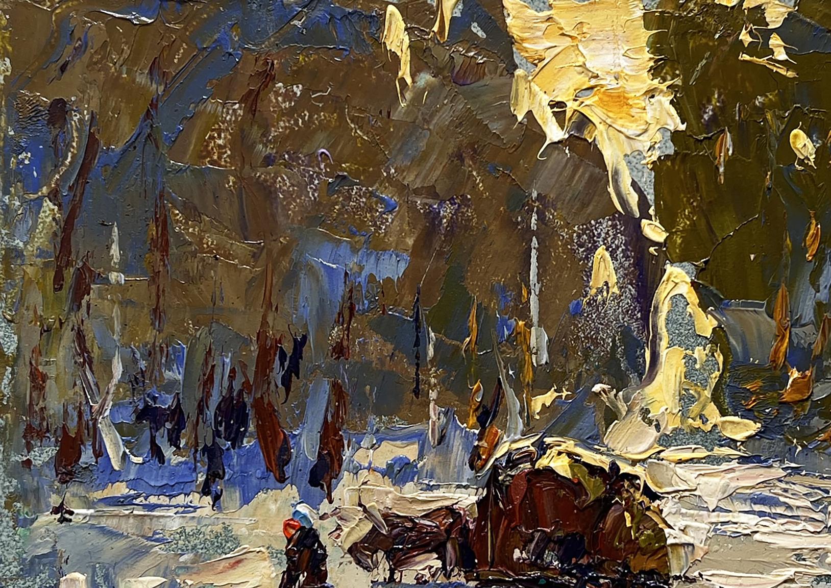 Oil painting Winter evening in the forest by Oleksiy Ivanyuk impasto art