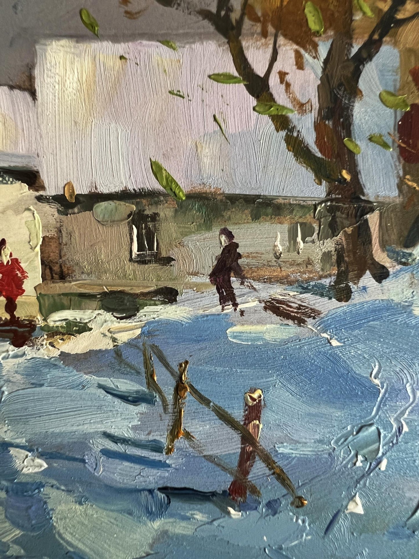 Oil painting After a winter snowstorm overnight by Yuriy Suprunchuk
