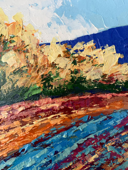 Vibrant impressionist oil painting Autumn days in the mountains by V. Zadorozhnya