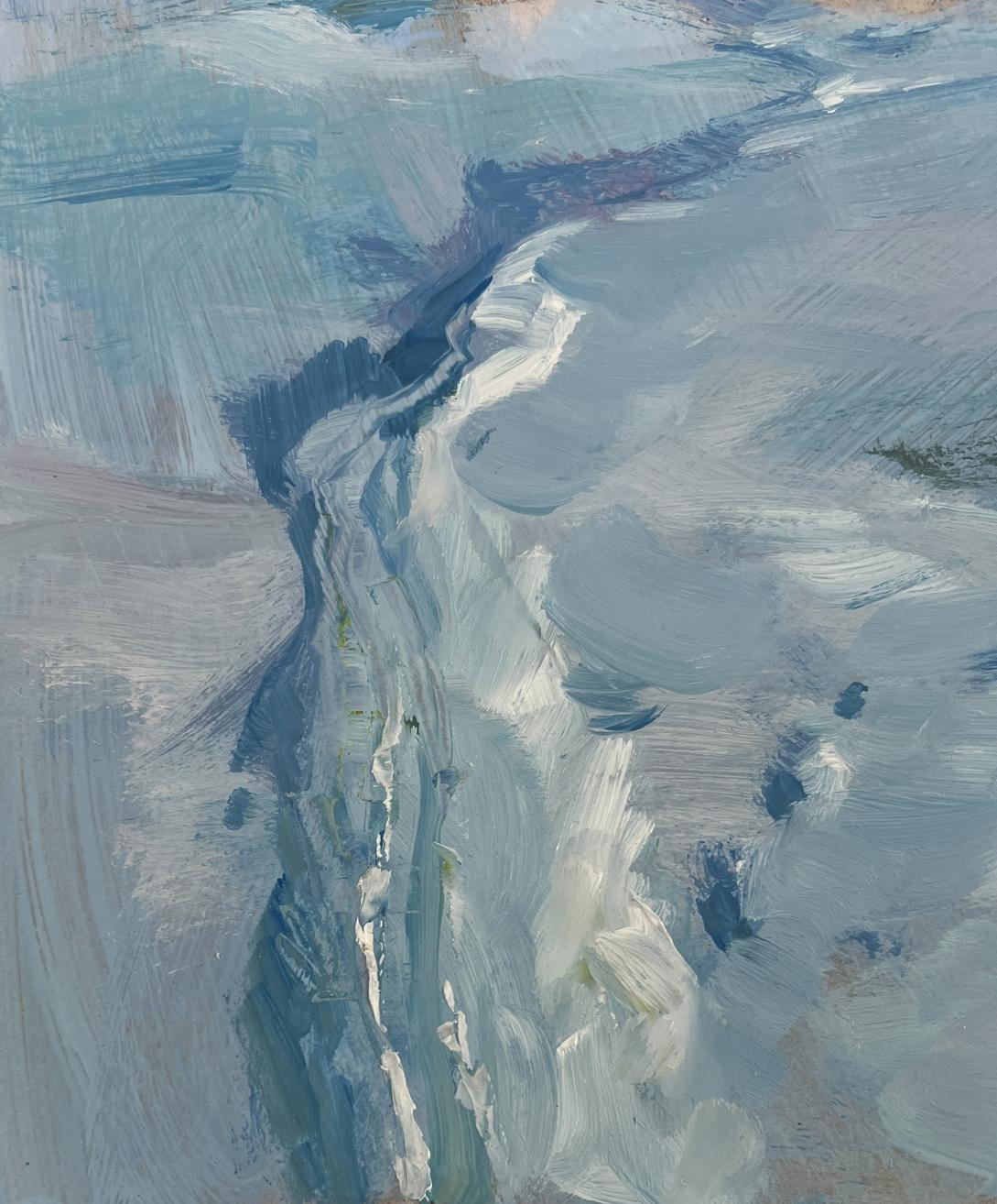 Textured impressionistic oil painting of Frozen winter river by Yuriy Suprunchuk