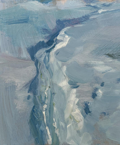 Textured impressionistic oil painting of Frozen winter river by Yuriy Suprunchuk