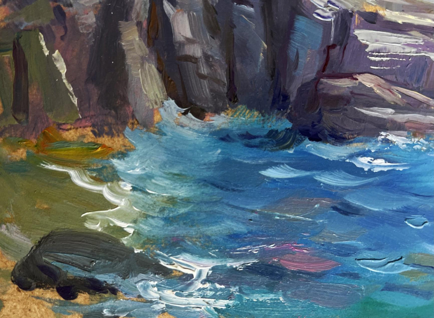 Impressionistic oil painting of cloudy day at sea by Yuriy Suprunchuk