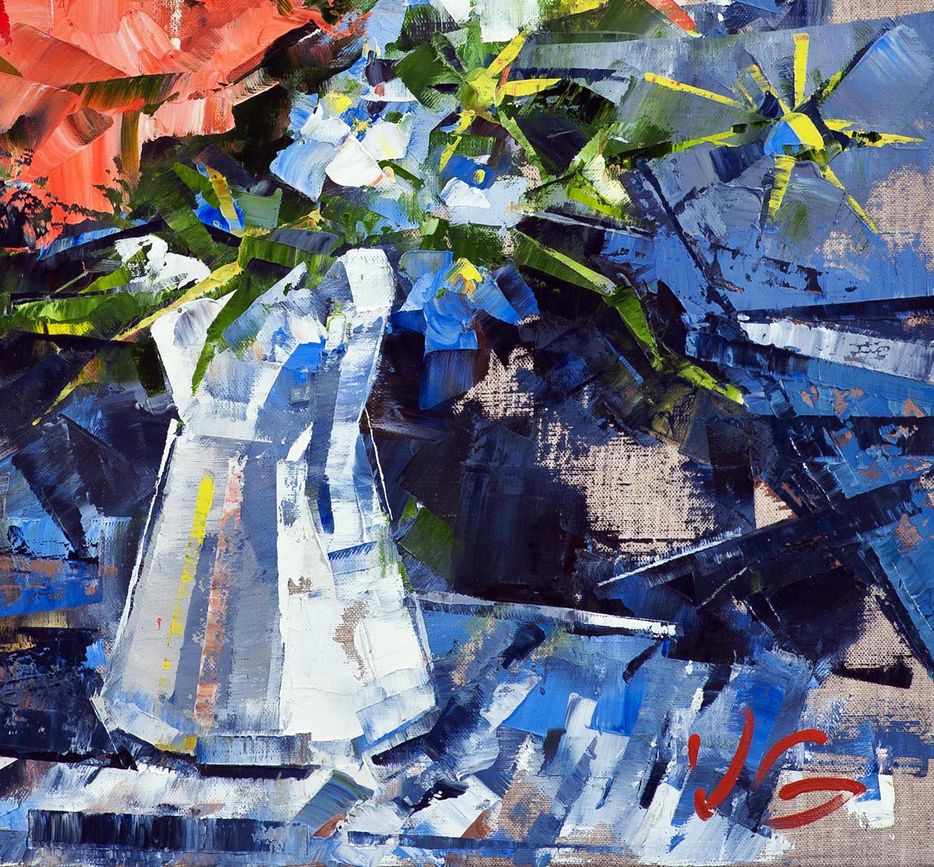 Oil painting Kaleidoscope of Bloom by Volodymyr Gluhomanyuk with vibrant flowers