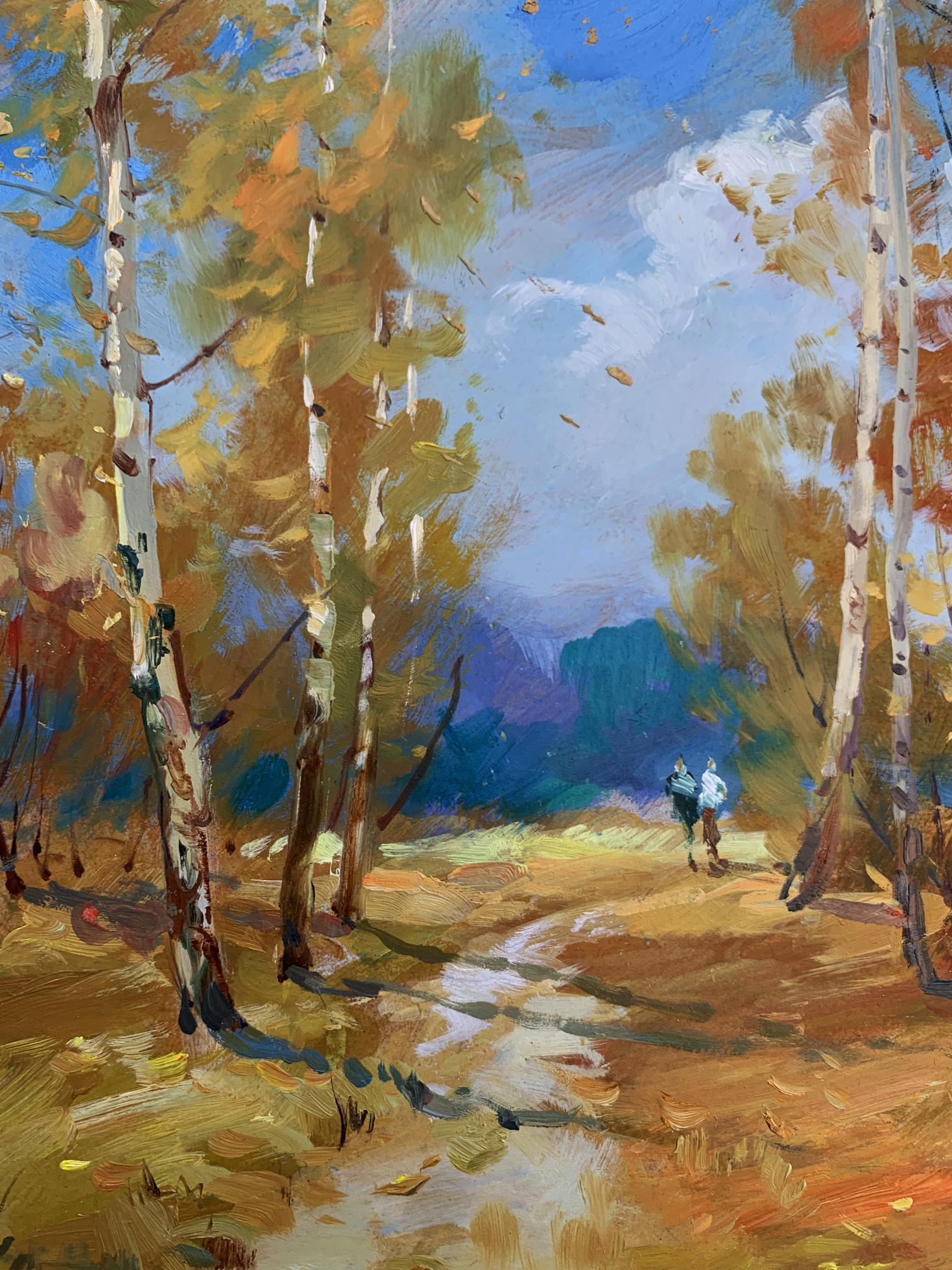 Oil painting of autumn birch forest by Yuriy Suprunchuk