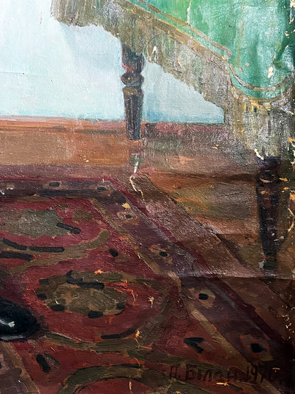 Oil painting Karl Marx before an important meeting Petr Bilan