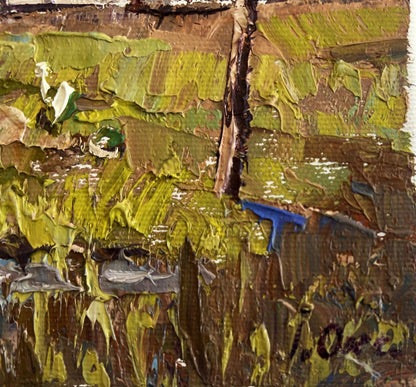 Oil painting Near the village lake by Oksana Ivanyuk with textured impasto strokes