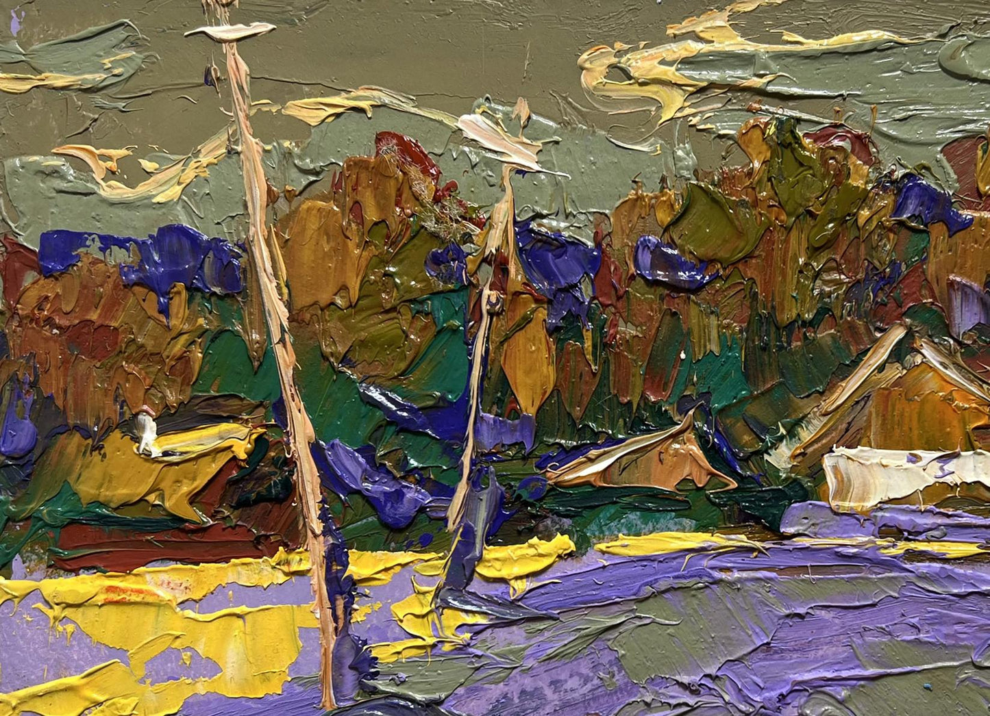 Oil painting Overlooking the village by Oksana Ivanyuk textured landscape