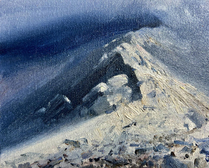 Oil painting Snow storm in the mountains by Tatyana Derdey