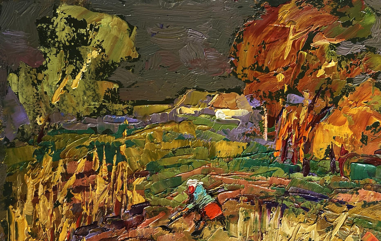Vibrant impressionist oil painting In the Autumn Gardens by Oleksiy Ivanyuk