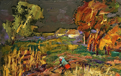 Vibrant impressionist oil painting In the Autumn Gardens by Oleksiy Ivanyuk