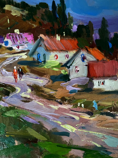Vibrant impressionist oil painting Road to the Mountains by Yuriy Suprunchuk