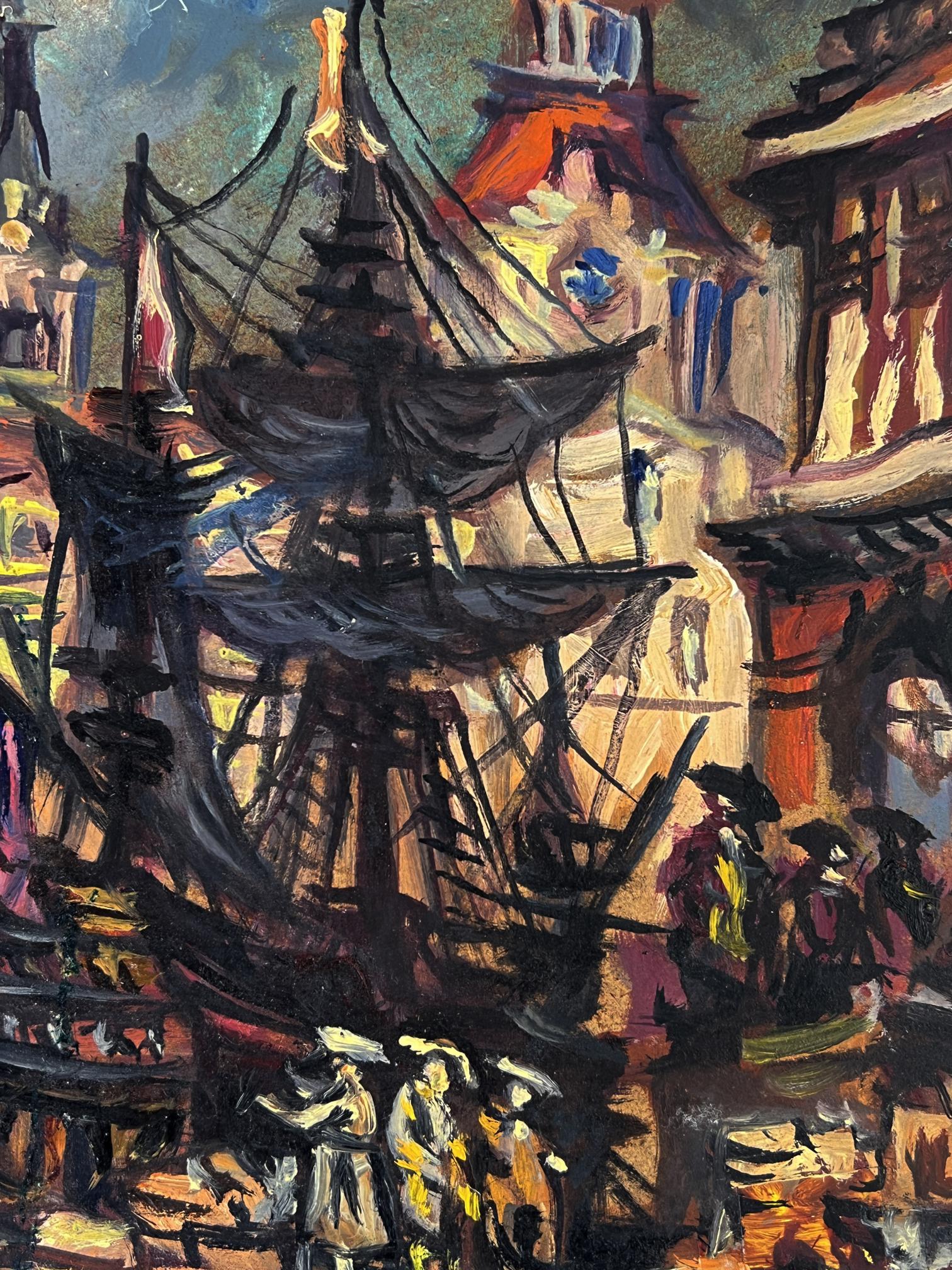 Vibrant oil painting of grand sailing ship by Alexander Arkadievich Litvinov