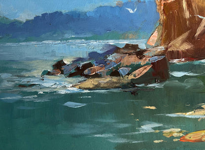 Oil painting of rocky seashore by Yuriy Suprunchuk