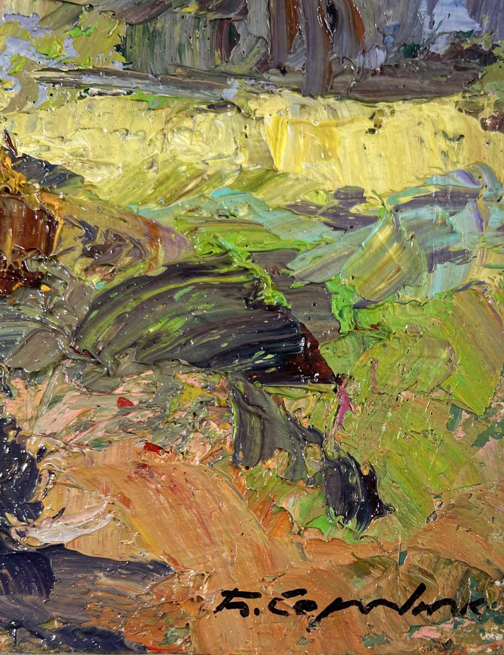 Impasto oil painting The road among the trees by Boris Serdyuk