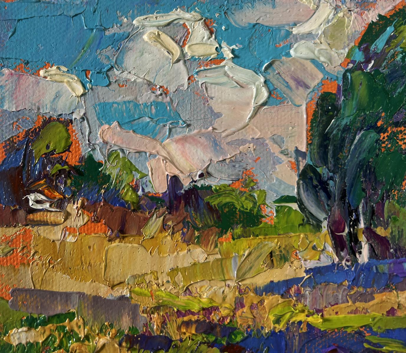 Vibrant impressionist oil painting The beginning of the harvest in the garden by Oleksiy Ivanyuk