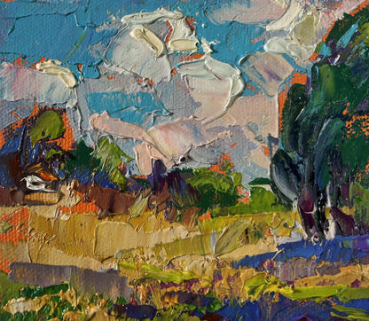Vibrant impressionist oil painting The beginning of the harvest in the garden by Oleksiy Ivanyuk
