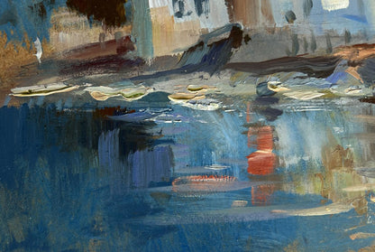 Oil painting Coastal Peace by Yuriy Suprunchuk, abstract water reflection