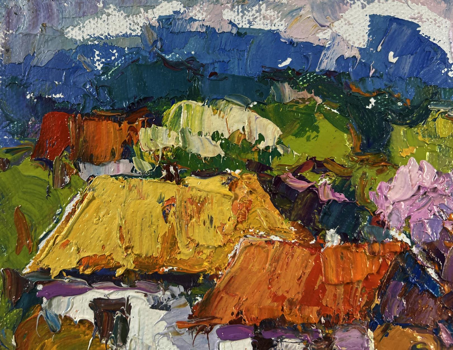 Vibrant impressionist oil painting Time stops in the green light by Oksana Ivanyuk