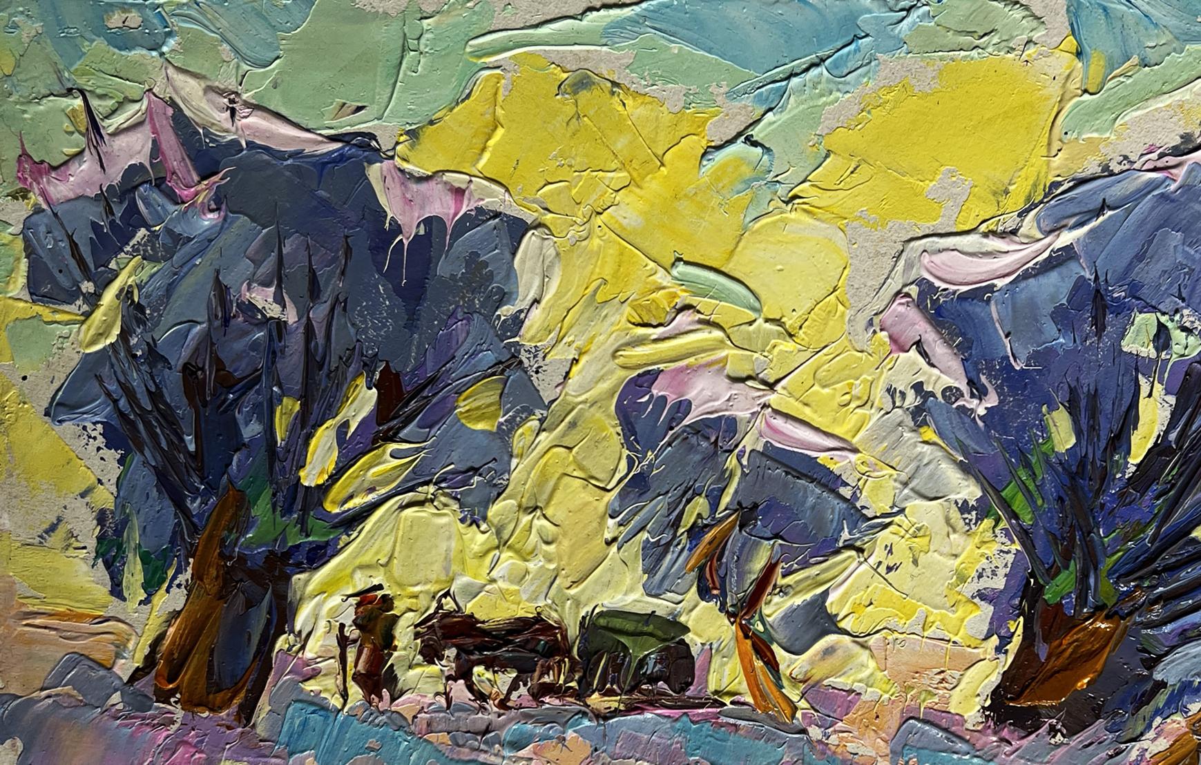 Vibrant oil painting Winter morning in the field by Oleksiy Ivanyuk