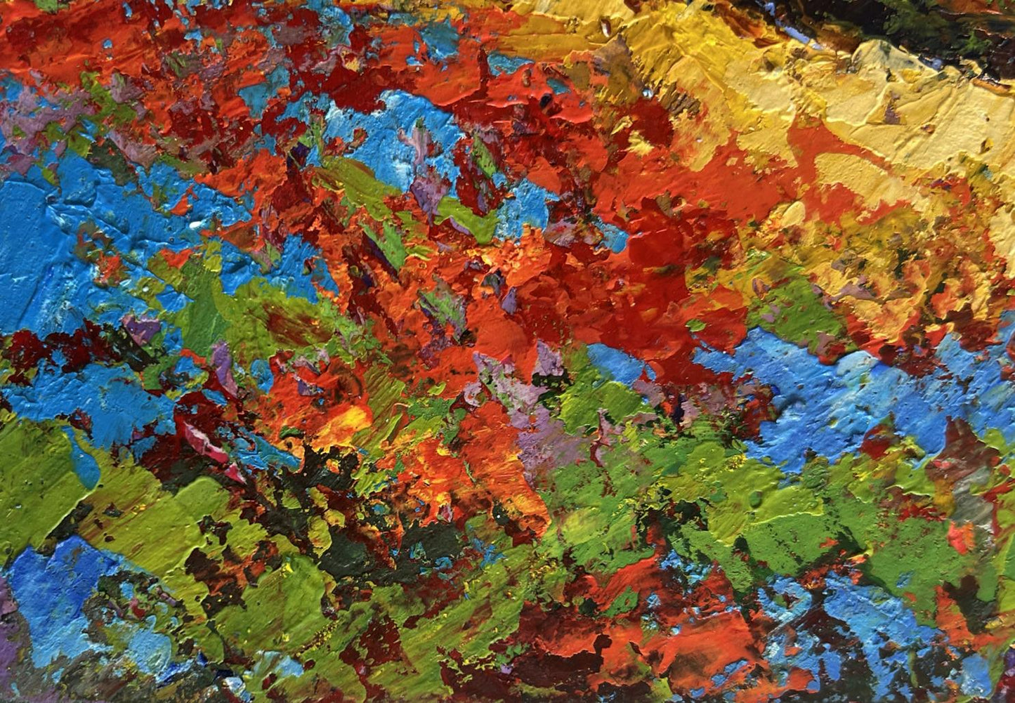 Vibrant oil painting Autumn palette by V. Zadorozhnya with textured colors