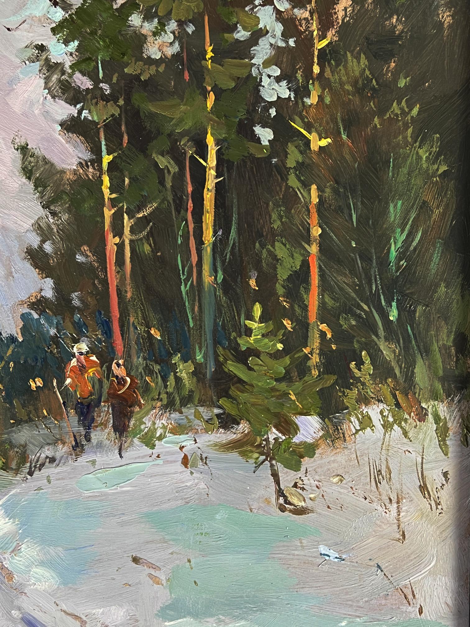 Vibrant impressionist oil painting A walk through the winter forest by Yuriy Suprunchuk