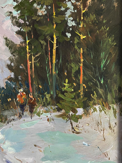 Vibrant impressionist oil painting A walk through the winter forest by Yuriy Suprunchuk