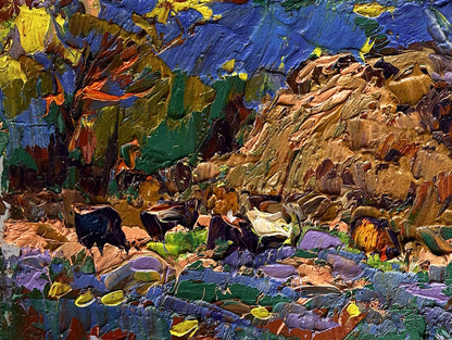 Vibrant impressionist oil painting Near the old haystack by Oleksiy Ivanyuk