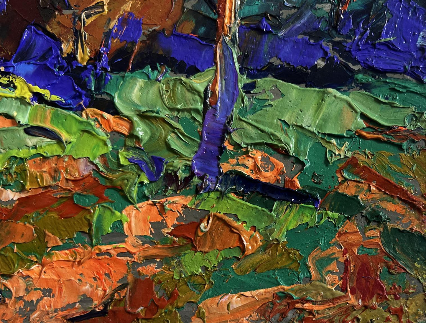 Vibrant abstract oil painting Outside the village by Oleksiy Ivanyuk