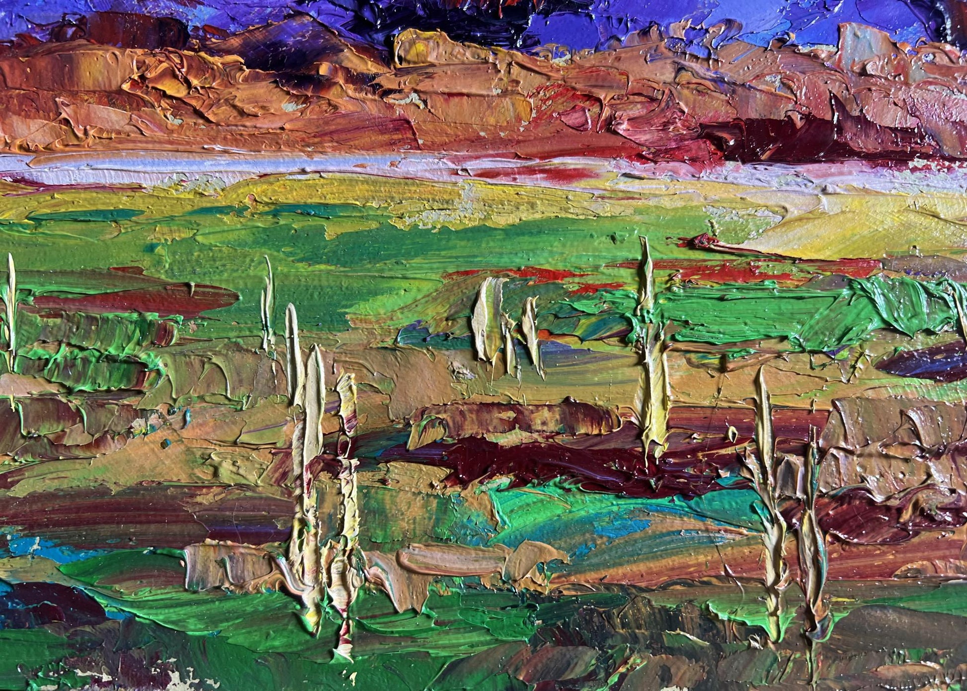 Vibrant impressionist oil painting September day in the field by Boris Serdyuk
