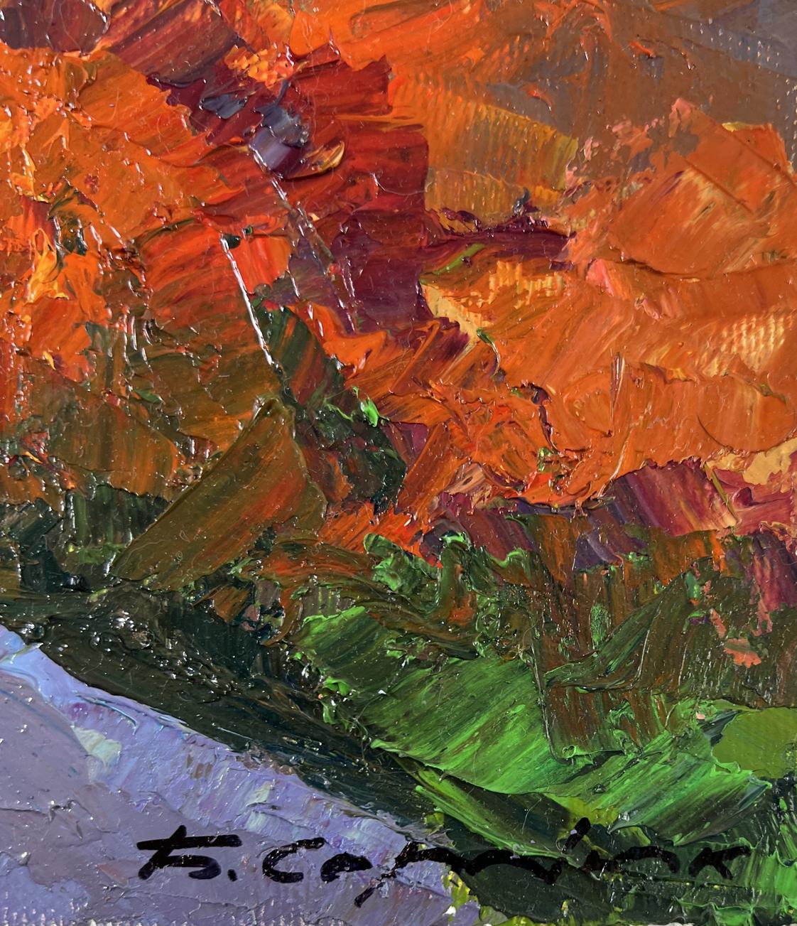 Vibrant impressionist oil painting of Castle on the Hill and Autumn by Boris Serdyuk