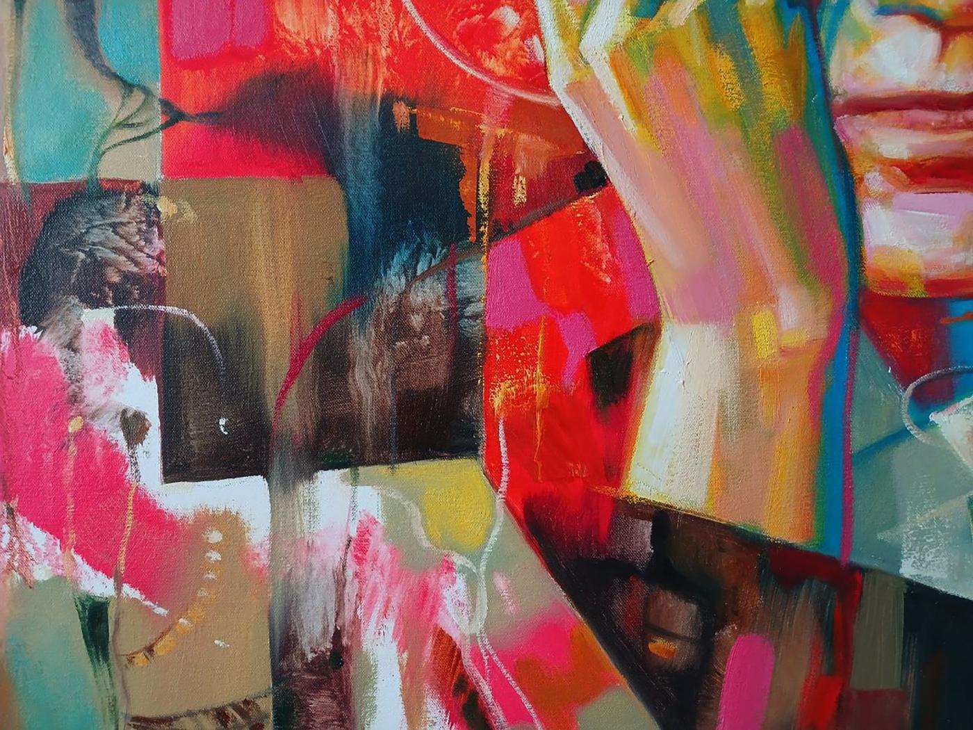 Vibrant abstract oil painting Picasso in thought by Anatoly Tarabanov