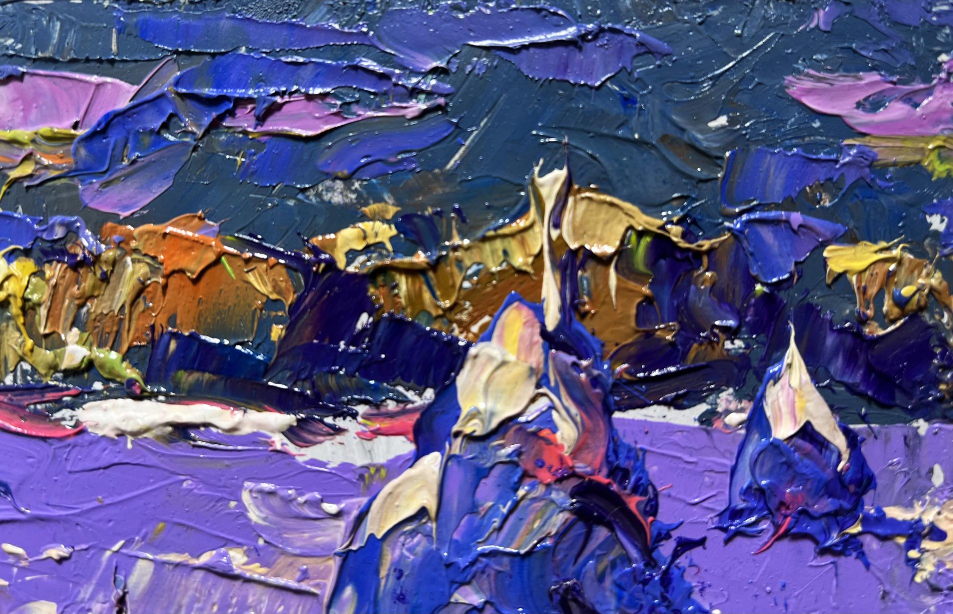 Oil painting Frosty Day by Oleksiy Ivanyuk in vibrant blues and golds
