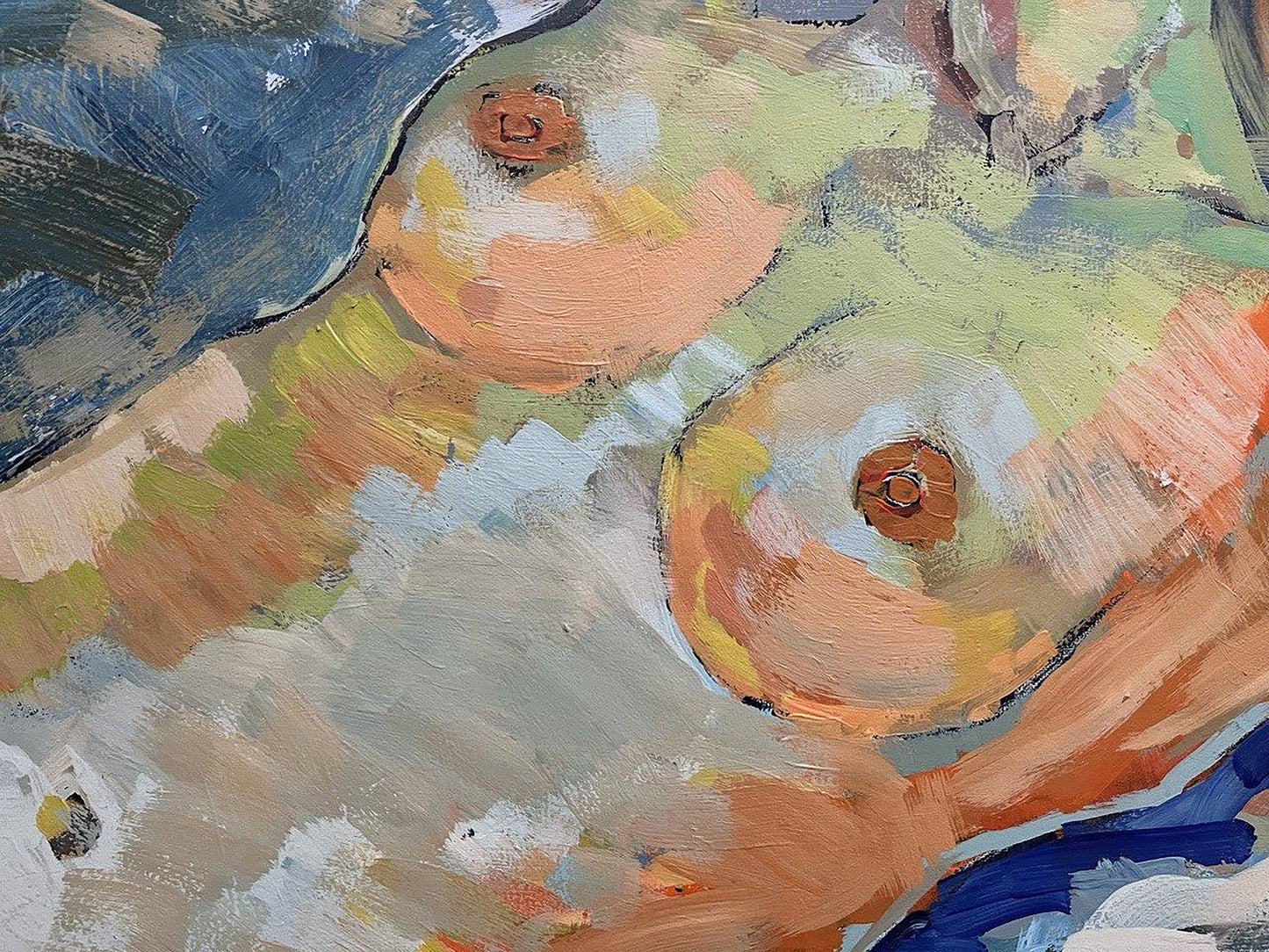 Acrylic painting  expressionism nude Woman portrait  Serhiy Kovalev