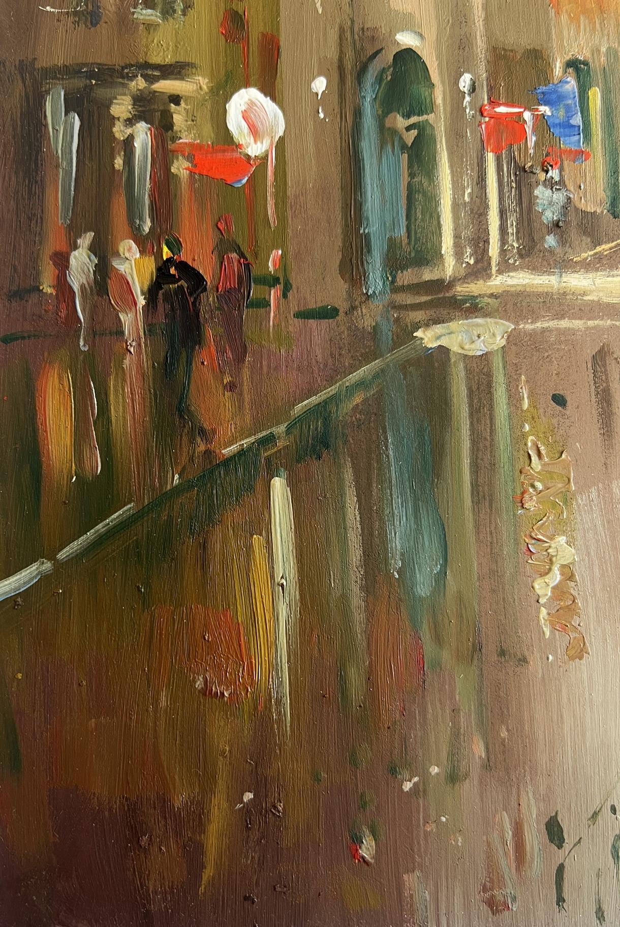 Abstract oil painting of rainy old town corner by Yuriy Suprunchuk