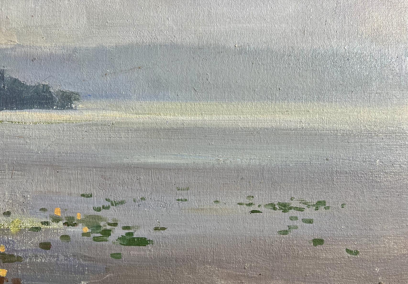 Oil painting Tranquility by the River by Tatyana Derdey, tranquil water scene